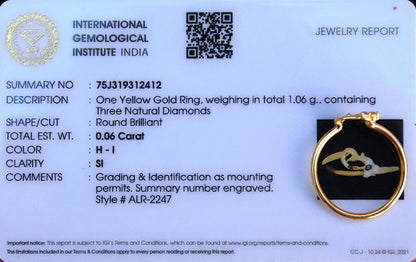 18K Solid Yellow Gold Ring, 0.06 Carat Natural Diamonds, Peacock Design Diamond Ring, Three Stone Diamond Ring, Anniversary Gift For Wife