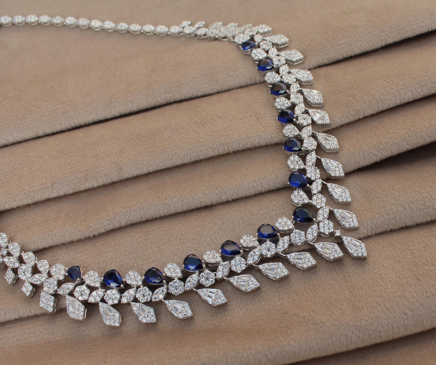 Gold diamond necklace set - HIJ - VS-SI - 14k gold - Natural sapphire - Made to order - Diamond ring - Diamond bracelet - Diamond necklace