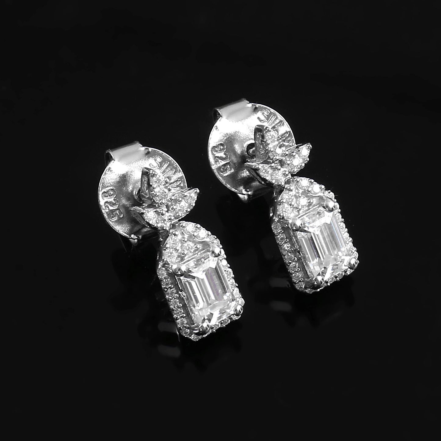 Lab Grown Diamond Earrings,10K, 14K, 18K Solid White Gold Earrings, Stud Dangle Earrings, Screw Back Handmade Earrings, Perfect Gift For Mom
