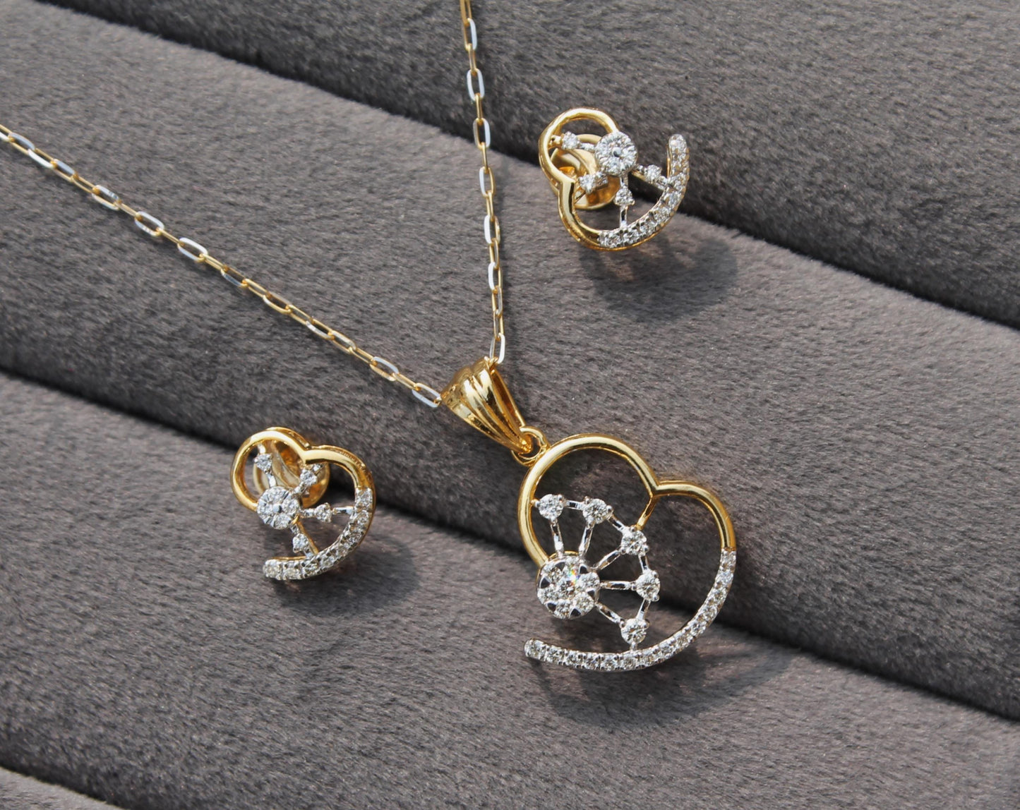 VS - SI Diamond Necklace Earrings Set, 18K Gold Jewelry for Her, IGI Certified Diamond Jewelry Set, Wedding Bridesmaid Gift For Her