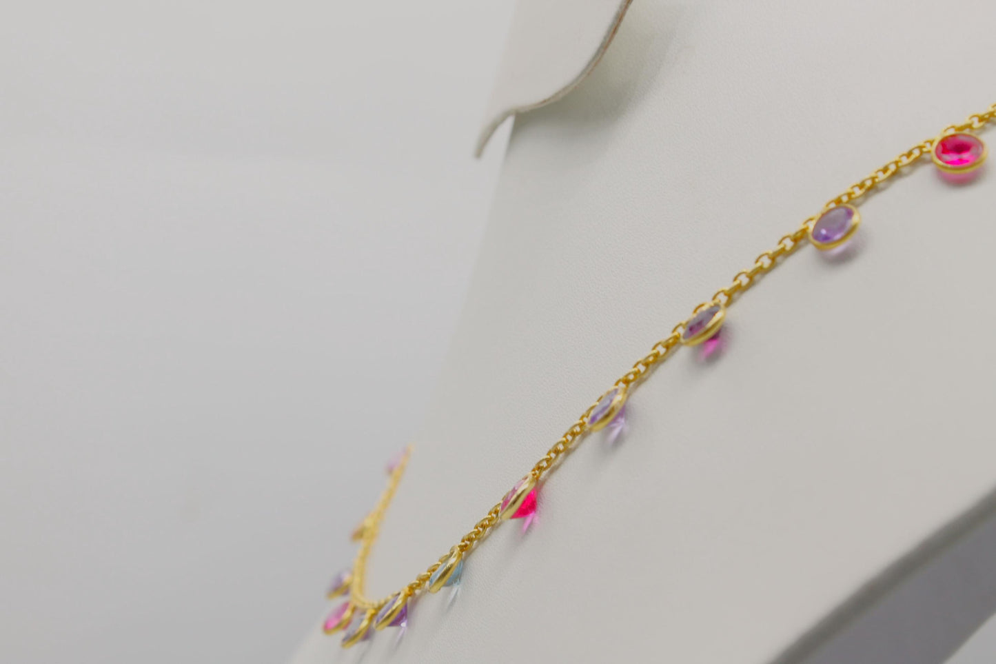 Multi Sapphire Bracelet and Necklace Set, 925 Sterling Silver Jewelry, Lab Made Sapphire Jewelry, Handmade Dainty Necklace, Gift for Wife