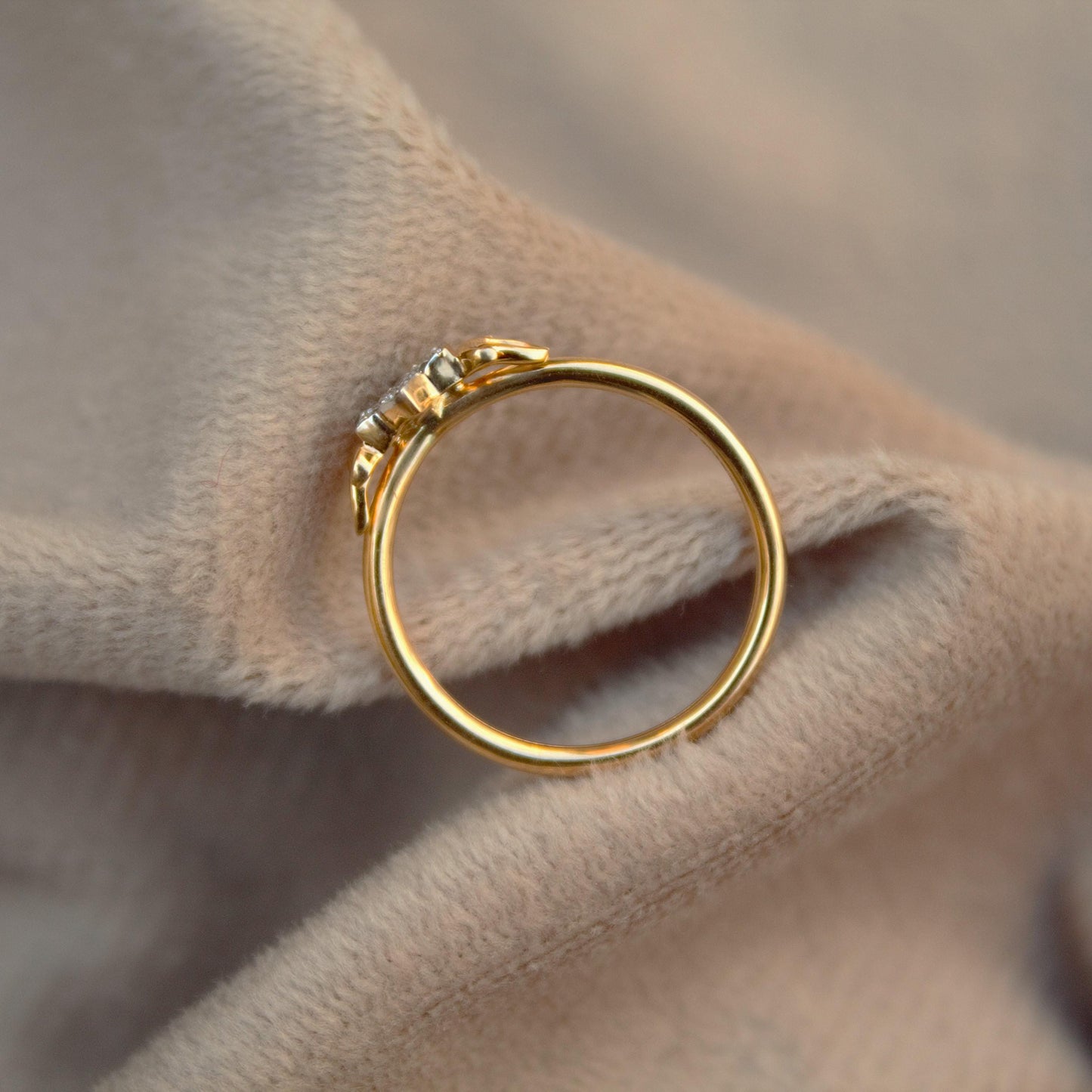 1.22 Gram 18K Solid Gold Ring, Natural Diamond Gold Jewelry, IGI Certified Diamond Jewelry, Half Cut Diamond Moon Ring For Special One