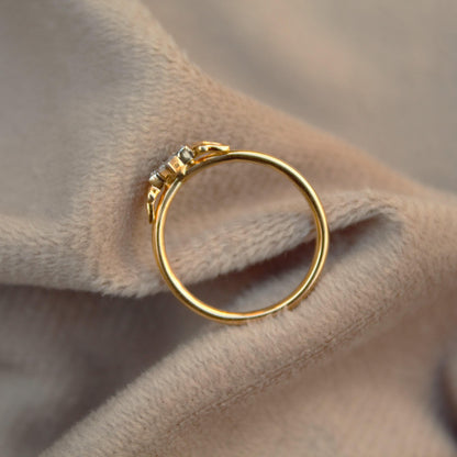 1.22 Gram 18K Solid Gold Ring, Natural Diamond Gold Jewelry, IGI Certified Diamond Jewelry, Half Cut Diamond Moon Ring For Special One