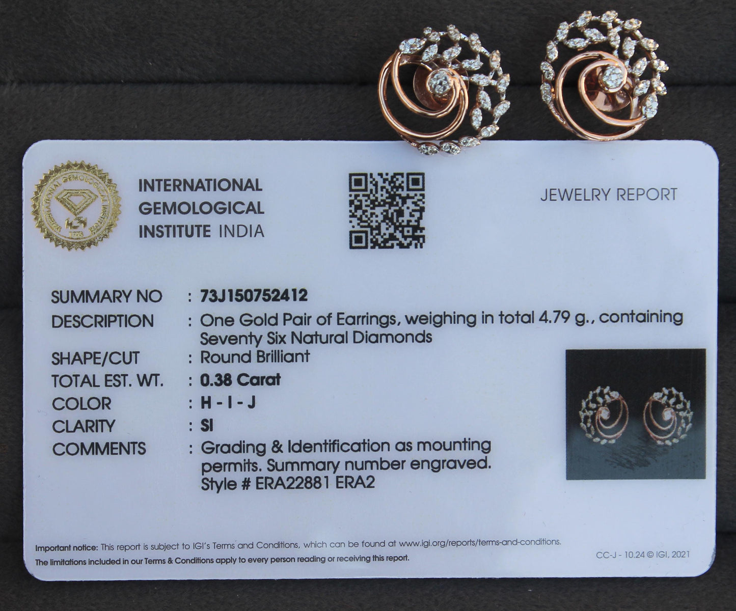 Rose Gold Necklace Earrings Set, Bridal Wedding Jewelry Set, 18k Solid Gold Necklace with Earrings, IGI Certified Natural Diamond Jewelry