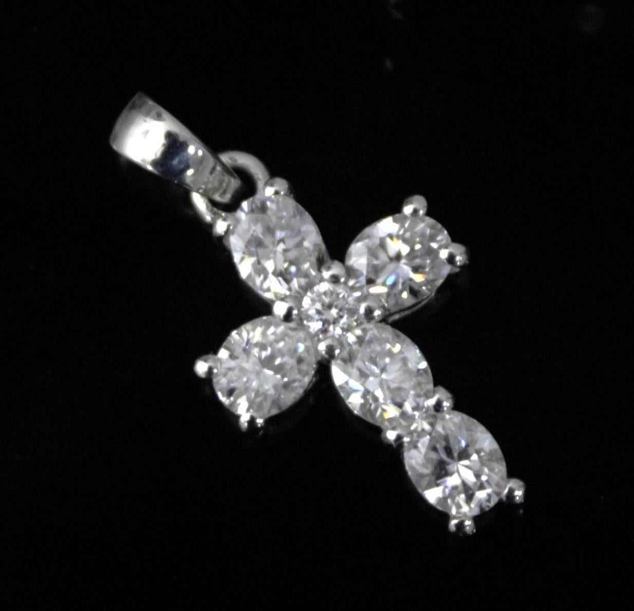 925 Sterling Silver Moissanite Cross Pendant, Oval Cut Stone Pendant, Cross Pendant for Men and Women, Moissanite Silver Jewelry For Gift