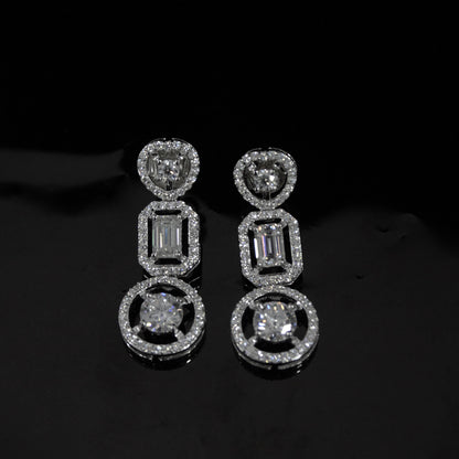 Moissanite Earrings For Women, 925 Sterling Silver Sparkling Stud Dangle Earrings, Statement Earrings, Retro Jewelry, Valentines Day Gift