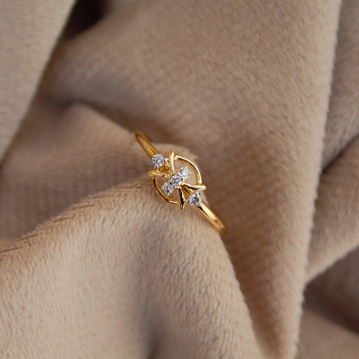 18K Solid Yellow Gold Ring, 6 US Gold Diamond Ring, IGI Certified Diamond Jewelry, Real Diamond Elegant Minimalist Ring For Birthday Gift