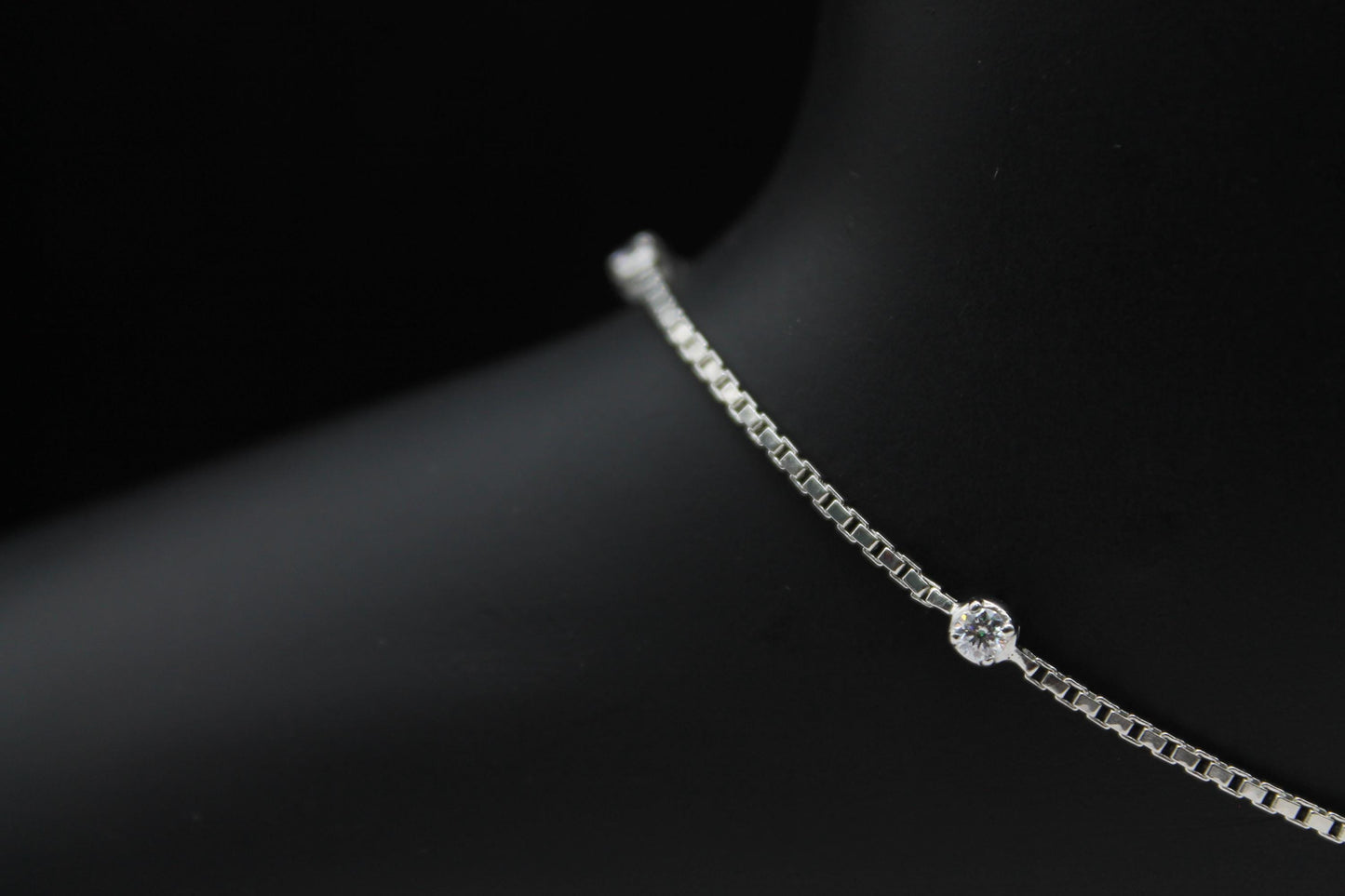 925 Sterling Silver Minimalist Anklets, Designer Moissanite Silver Jewelry, Prong Setting Moissanite Anklet, Anniversary Gift for Wife