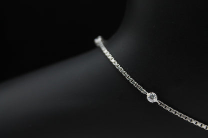 925 Sterling Silver Minimalist Anklets, Designer Moissanite Silver Jewelry, Prong Setting Moissanite Anklet, Anniversary Gift for Wife