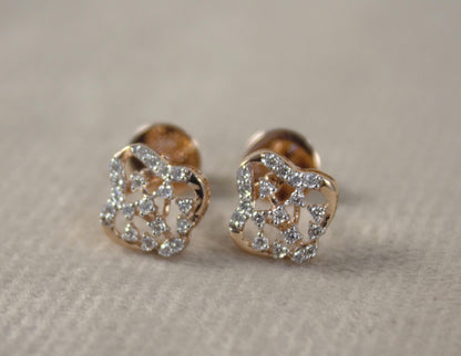 Real Diamond Pendant Necklace with Stud Earrings, 18K Gold Necklace Earring Set, IGI Certified Natural Diamond Wedding Jewelry Set for Her