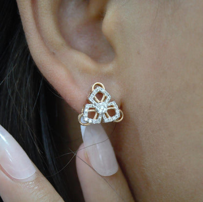 Rose Gold Diamond Jewelry Set, 18k Gold IGI Certified Diamond Pendant Earrings Set, Chain Pendant Necklace with Stud Earrings, Diamond Gift