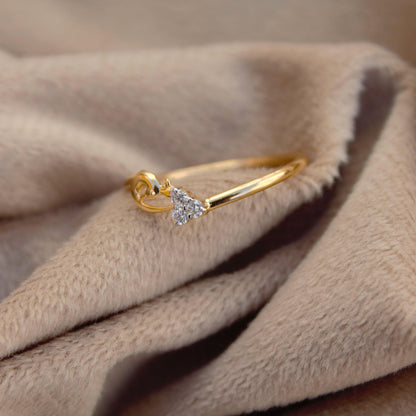 18K Solid Yellow Gold Ring, 0.06 Carat Natural Diamonds, Peacock Design Diamond Ring, Three Stone Diamond Ring, Anniversary Gift For Wife