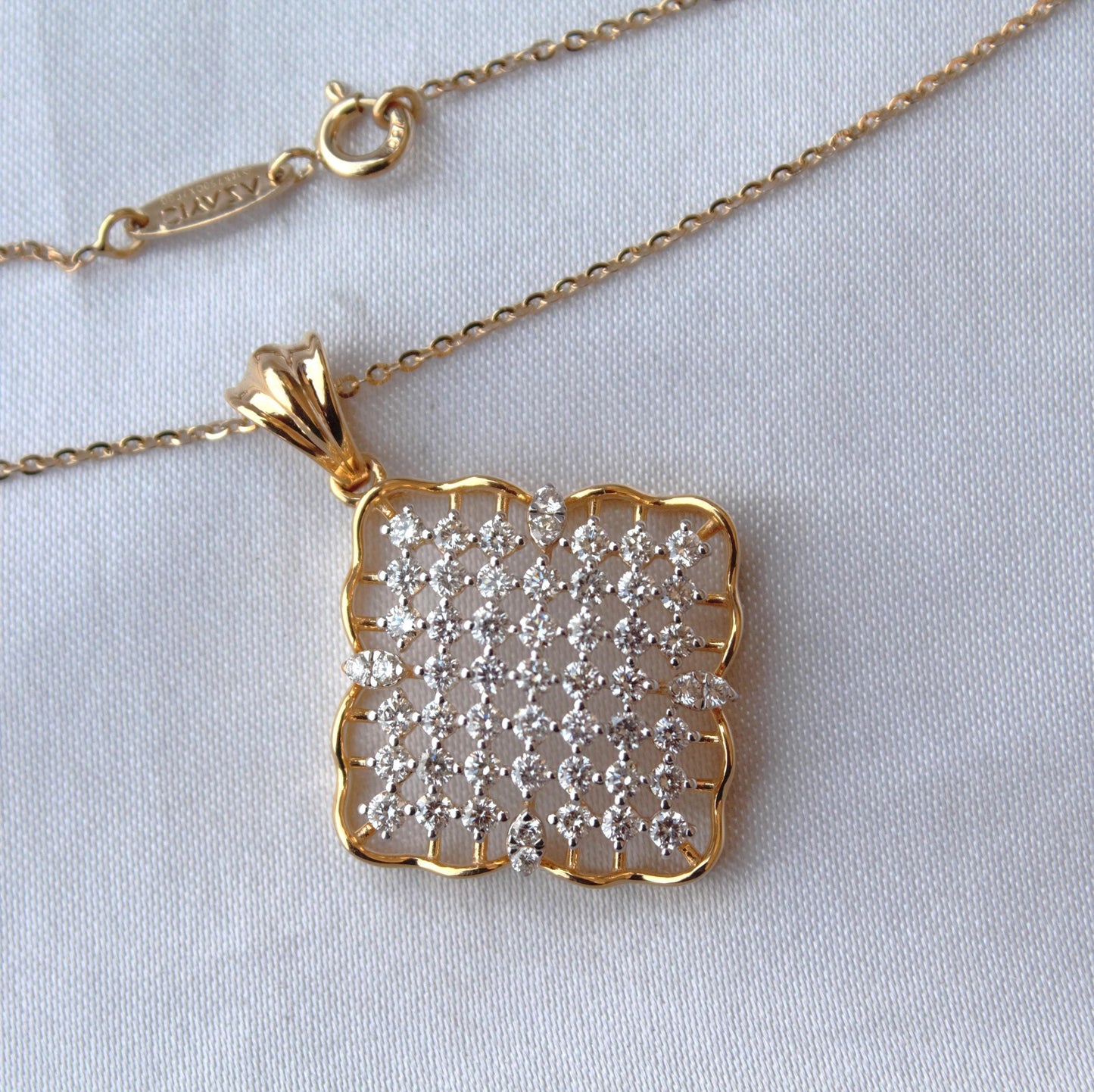 Cluster Diamond Gold Jewelry Set, 18K Yellow Gold Pendant with Earrings Set, Statement Real Diamond Jewelry, Wedding Gift for Bridesmaids