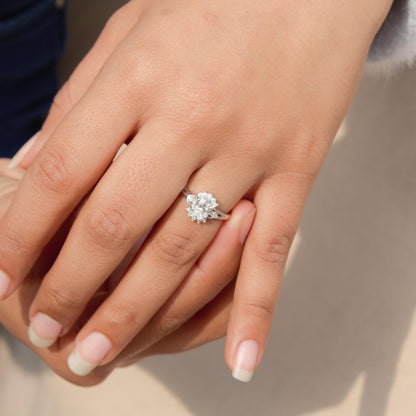 Cluster Moissanite Ring in 925 Sterling Silver, Statement Ring for Women, Solitaire Moissanite Silver Ring, Perfect Gift For Girlfriend