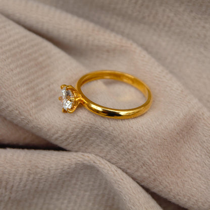 5.50 MM Round HPHT Ring, 14K Solid Gold 5.5 US Ring Diamond Ring, Lab Grown Diamond Single Stone Ring, Perfect For Anniversary Gift