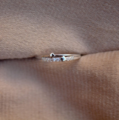 Unique Minimalist 925 Sterling Silver CZ Promise Ring for Her, Dainty & Elegant Small Cubic Zirconia Engagement Band, Stackable Thumb Ring