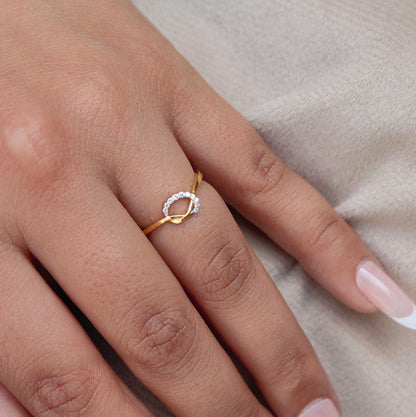 Natural Diamond Gold Knot Ring, Elegant Gold Ring, H - I Color With SI Clarity Natural Diamonds Stacking Ring, Propose Ring for Her