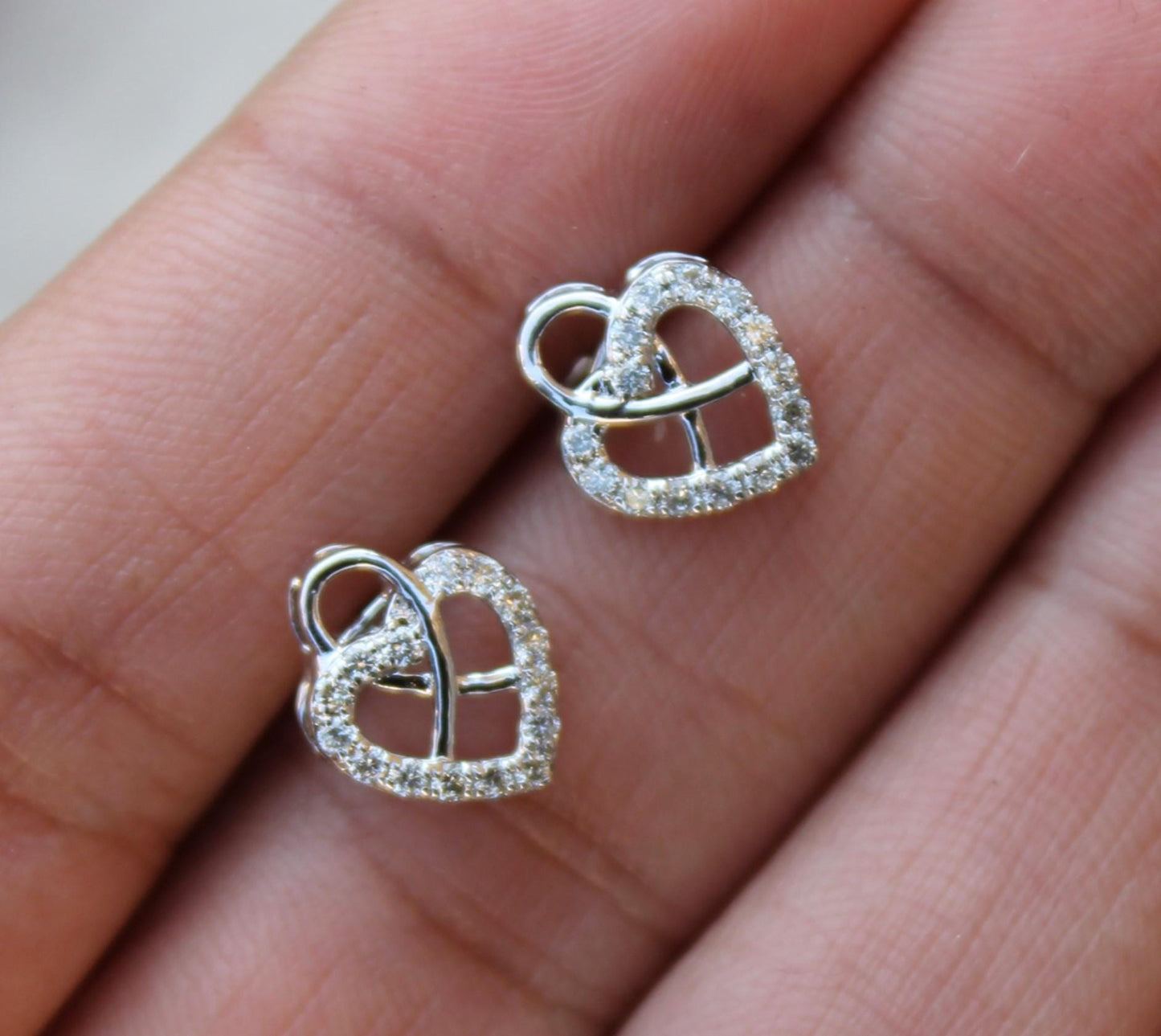 Heart Shape White Gold Pendant Earrings Set, Perfect Gift For Valentines Day, Natural Diamond Gold Jewelry Set, 18k Gold Pendant With Chain