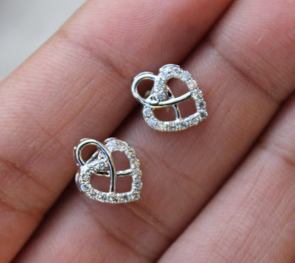 Heart Shape White Gold Pendant Earrings Set, Perfect Gift For Valentines Day, Natural Diamond Gold Jewelry Set, 18k Gold Pendant With Chain