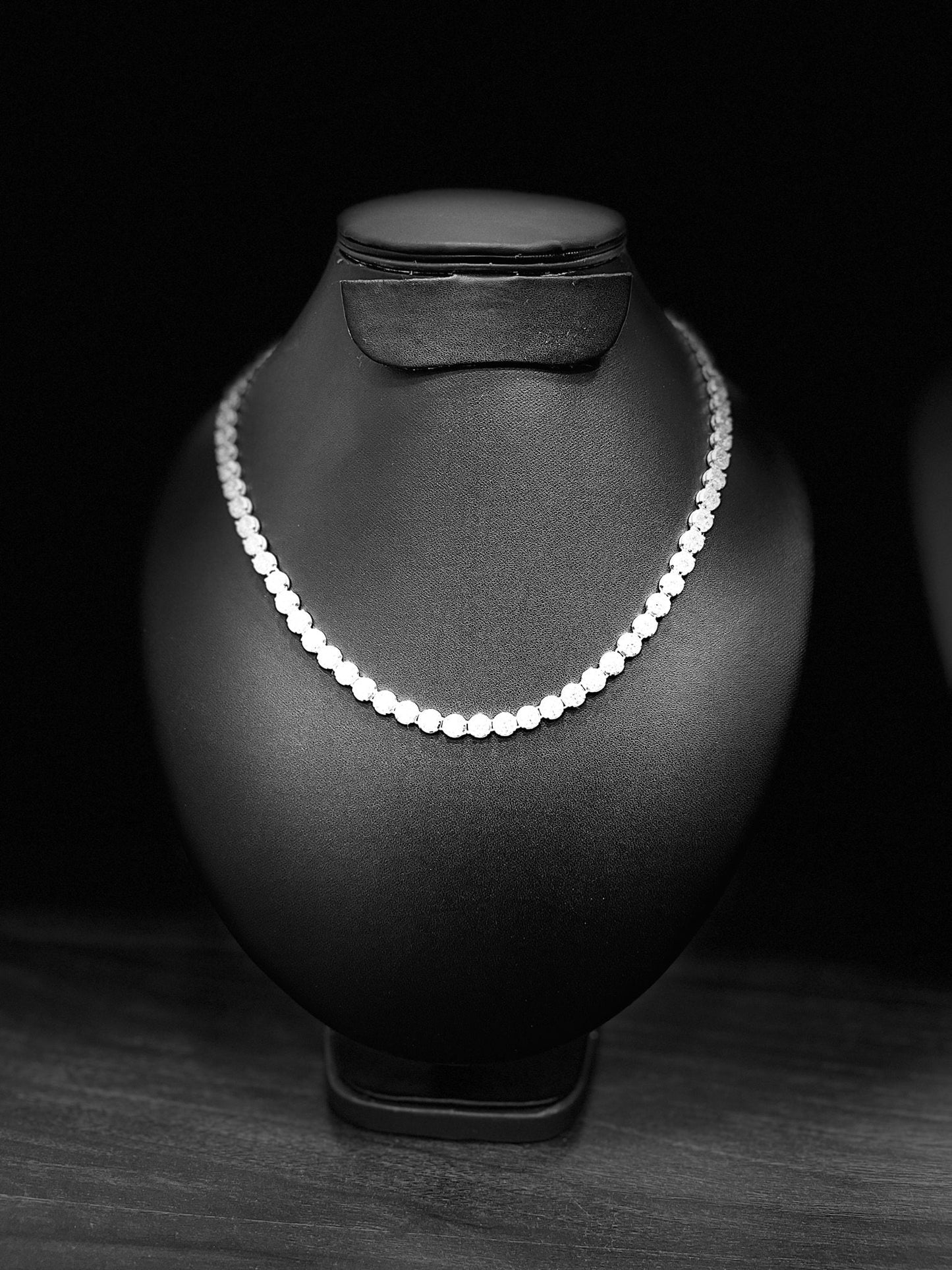 Moissanite Bubble Chain 5 MM Round Necklace, Moissanite Chain Necklace, Infinity Tennis Necklace, 14K Gold Moissanite Jewelry, Birthday Gift