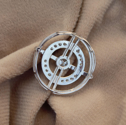 Vintage Moissanite Silver Pendant, 925 Sterling Silver Pendant, Handmade Pendant for Her, Round Shape Pendant, White Moissanite Jewelry Gift