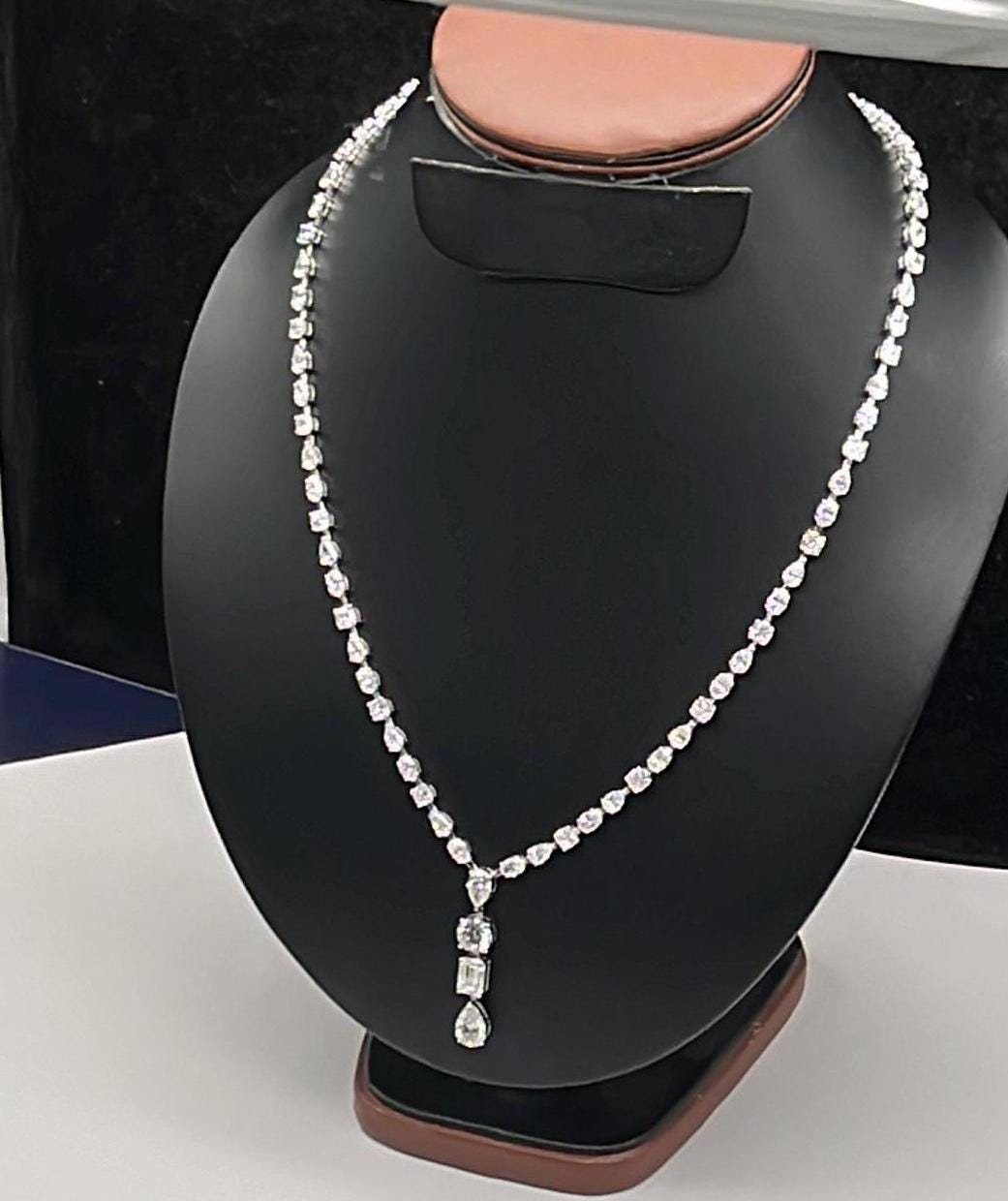 Lab Grown Diamond Necklace, DE colour, VVS/VS Clarity, 40+ Tcw Wedding Necklace, Statement Necklace, Gold Dainty Necklace, Gift for Bride