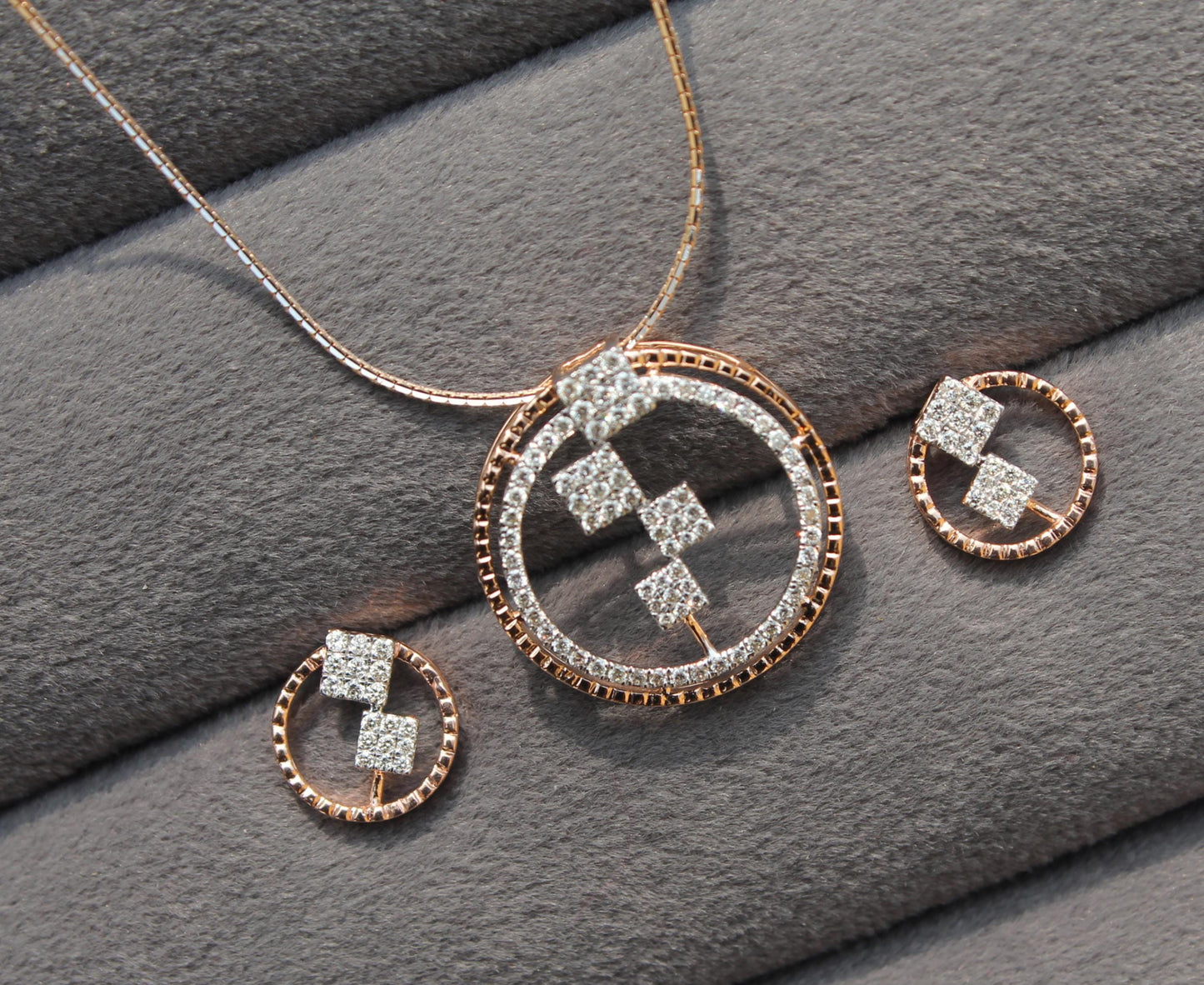 Natural Diamond Gold Earrings With Necklace, 18K Solid Real Gold Diamond Jewelry Set, Minimalist Diamond Jewelry For Valentines Day Gift