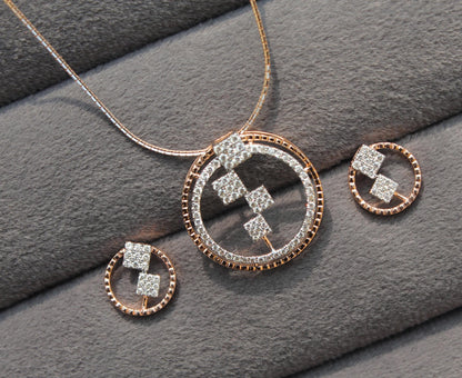 Natural Diamond Gold Earrings With Necklace, 18K Solid Real Gold Diamond Jewelry Set, Minimalist Diamond Jewelry For Valentines Day Gift