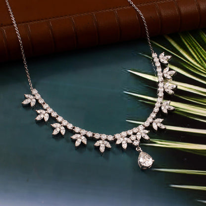 Gold Moissanite Necklace for Bride, D Color VVS1 Clarity Moissanite Necklace, Solid Gold Designer Jewelry, Wedding/Engagement Gold Jewelry