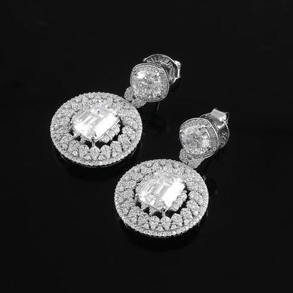 14K Gold Moissanite Dangle Earrings, Colorless Moissanite Jewelry, Push Back Earrings, Dangling Stud Earrings, Wedding Earring, Gift for Her