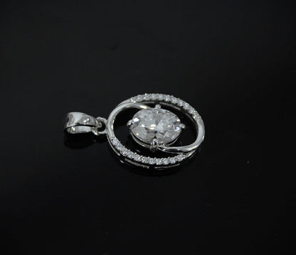 Oval Moissanite 925 Sterling Silver Charm Pendant, Oval Cut Minimalist Pendant, Silver Jewelry for Women, Statement Silver Pendant for Chain