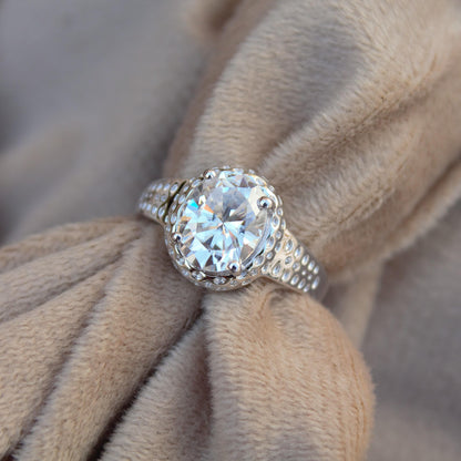 Solitaire Moissanite Prong Set Ring, Oval Cut White Stone Ring, 925 Sterling Silver Propose Ring, Travel Jewelry, Gift for Men and Women