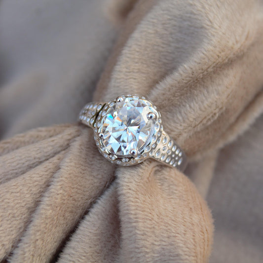 Solitaire Moissanite Prong Set Ring, Oval Cut White Stone Ring, 925 Sterling Silver Propose Ring, Travel Jewelry, Gift for Men and Women