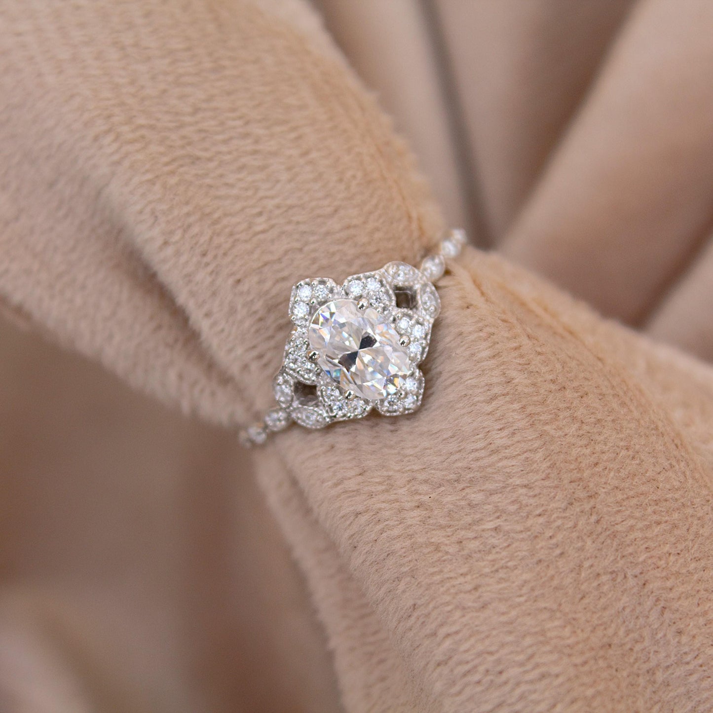 Art Deco Moissanite Ring – Vintage Style 925 Sterling Silver Jewelry, Dainty Designer Jewelry, Engagement Ring, Gift for Her