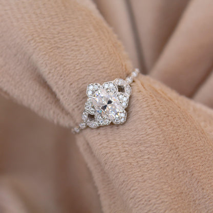 Art Deco Moissanite Ring – Vintage Style 925 Sterling Silver Jewelry, Dainty Designer Jewelry, Engagement Ring, Gift for Her