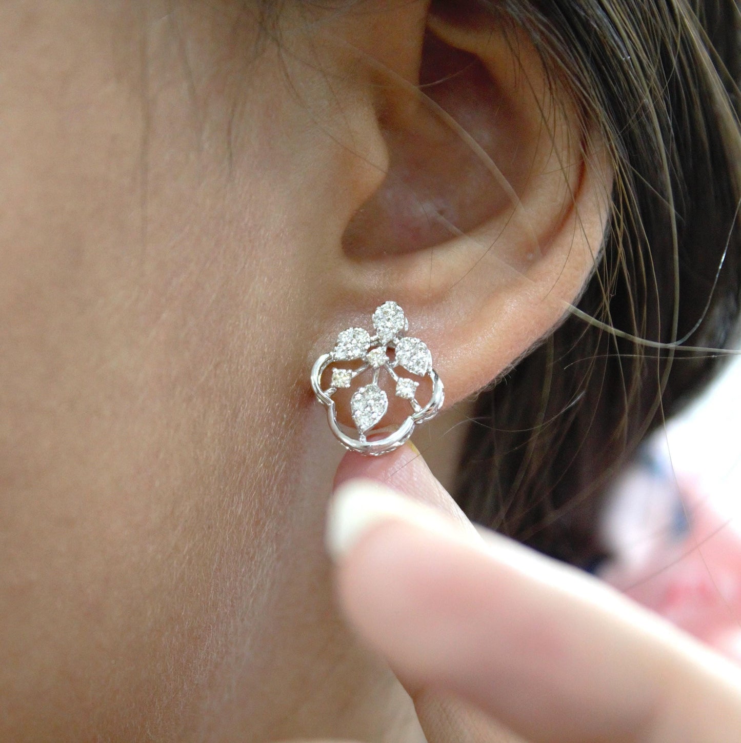 Natural Diamond Jewelry Set in Solid 18k Gold, Designer Pendant Necklace with Stud Earrings, IGI Certified Jewelry, White Gold Jewelry Gift