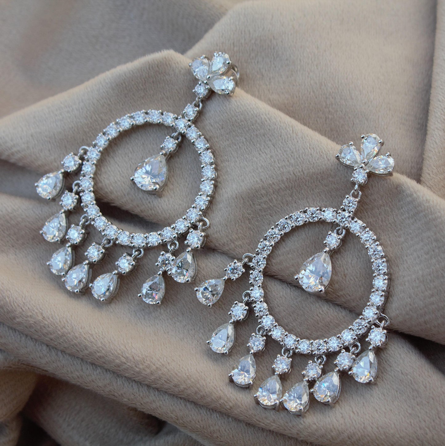 Moissanite Dangle Earrings, Dangling Earrings For Her, 925 Sterling Silver Jewelry, Elegant Moissanite Silver Dangle Earring, Gift For Wife