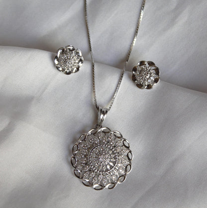 Natural Diamond18K Gold Jewelry Set, IGI Certified Diamond Jewelry for Her, Chain Pendant Necklace with Stud Earring, Statement Jewelry Gift