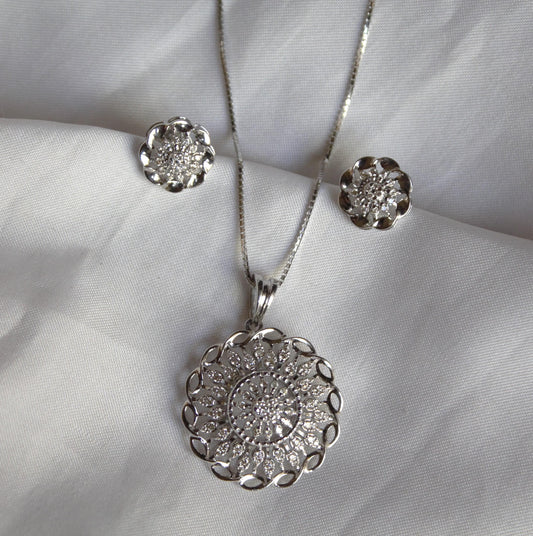 Natural Diamond18K Gold Jewelry Set, IGI Certified Diamond Jewelry for Her, Chain Pendant Necklace with Stud Earring, Statement Jewelry Gift