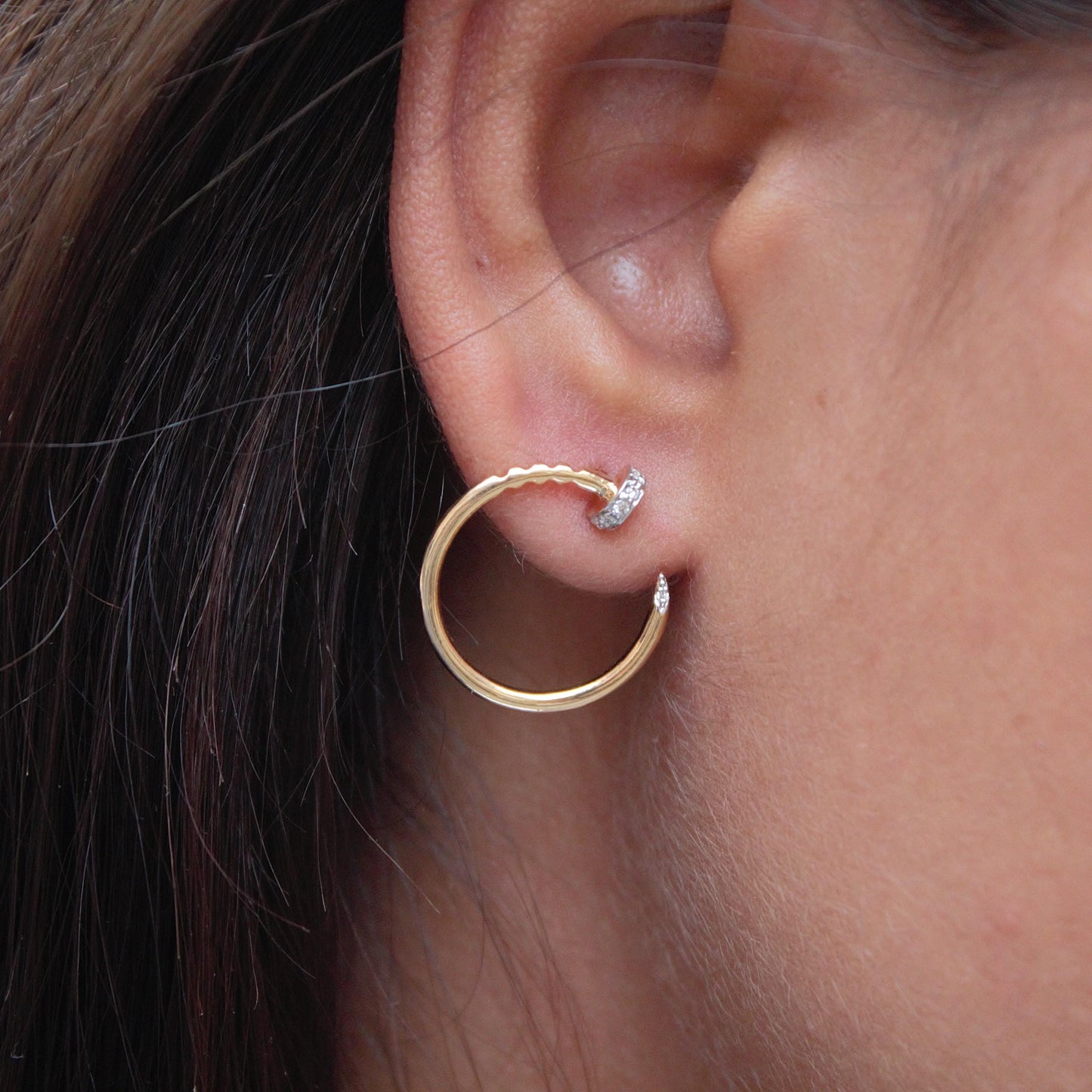 18k Gold Diamond Hoop Earrings, H-I Color VS - SI Clarity Diamond Jewelry, Huggie Earrings, Push Back Hoop Earring for Women, Birthday Gift