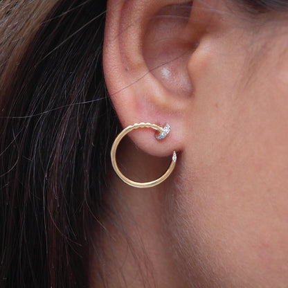 18k Gold Diamond Hoop Earrings, H-I Color VS - SI Clarity Diamond Jewelry, Huggie Earrings, Push Back Hoop Earring for Women, Birthday Gift