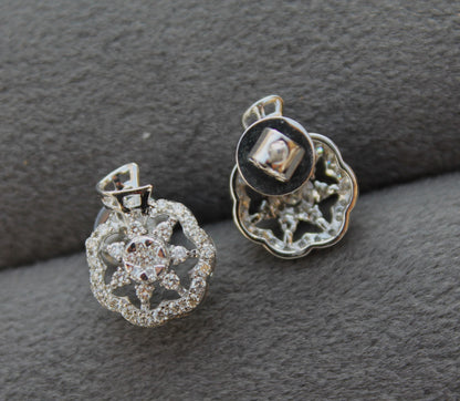 Real Diamond Jewelry Set For Her, IGI Certified Diamond Necklace with Earrings, White Gold Floral Necklace Earring Set, Gift For Special One