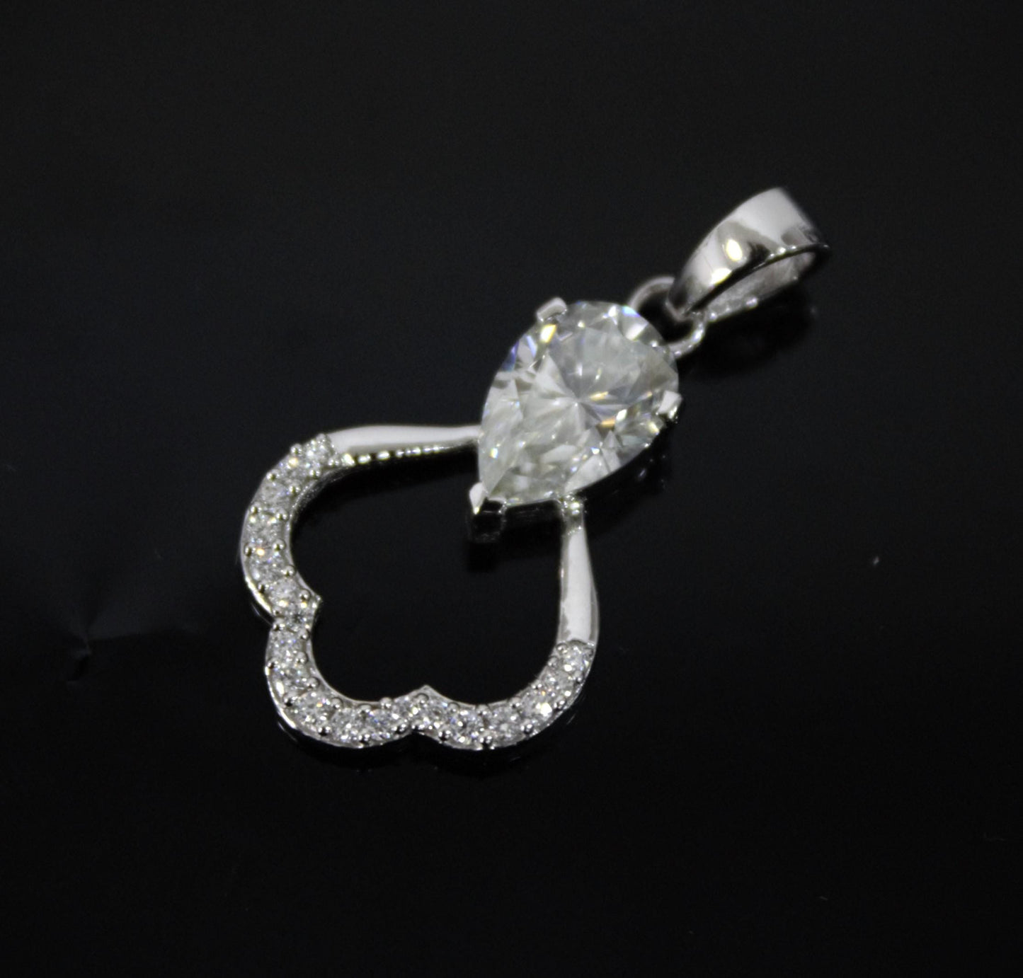 White Moissanite Pendant in 925 Sterling Silver, Designer Silver Pendant for Chain, White Stone Dainty Pendant, Silver Charm Pendant Jewelry