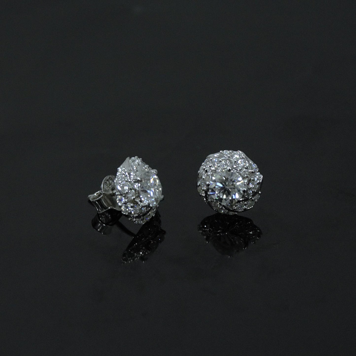 Colorless Moissanite Round Cut Stone Stud Earrings, 925 Sterling Silver Earrings for Her, Push Back Earrings, Solitaire Handmade Earrings