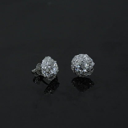 Colorless Moissanite Round Cut Stone Stud Earrings, 925 Sterling Silver Earrings for Her, Push Back Earrings, Solitaire Handmade Earrings