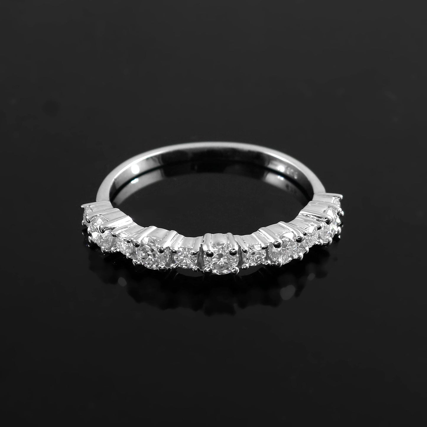 Half Eternity Wedding Band, Lab Grown Diamond Band, Gold Ring, Eternity Pave Diamond Band, Stacking Moissanite Band, Bridal Engagement Ring