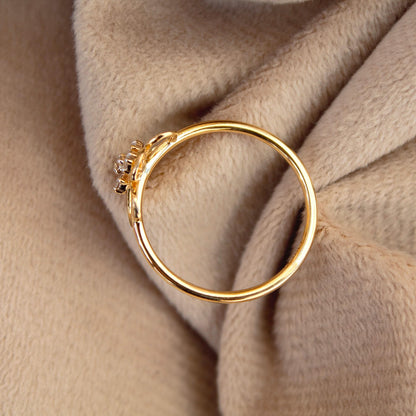 18K Solid Gold Jewelry, Lightweight Natural Diamond Gold Ring, Delicate Gold Ring For Birthday Gift, HI Color SI Clarity Diamond Pretty Ring