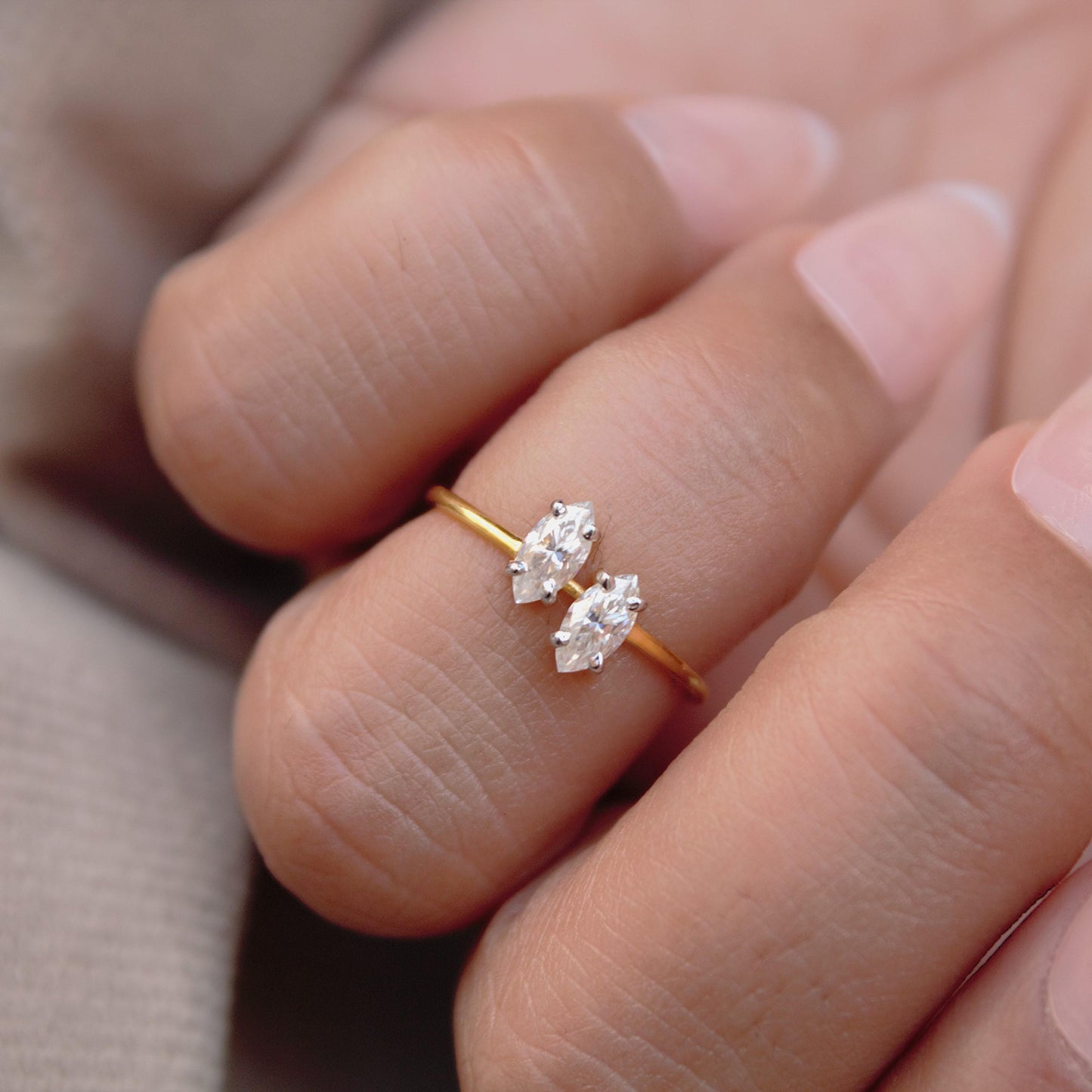 6X3 MM Marquise Cut Ring, Lightweight Travel Gold Ring, 1 Gram Moissanite Gold Ring, 18K Solid Gold Jewelry, Graduation Gift For Daughter