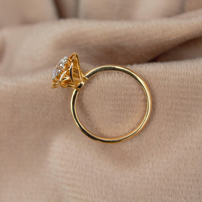 0.75 Carat Lab Grown Diamond Solitaire Ring, 14K Gold Ring, Flower Shape Engagement Ring, 6 MM Round Diamond Ring, Wedding Gift for Brides