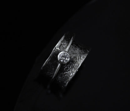 925Sterling Silver Moissanite Spinner Ring, Meditation Ring for Men and Women, Fidget Spinner Ring Silver, Designer Thumb Ring, Anxiety Ring